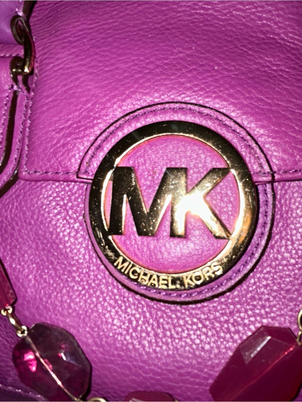 Michael Kors -Large Vibrant Purple Pebbled Leather Margo Satchel- EUC - Picture 3 of 12